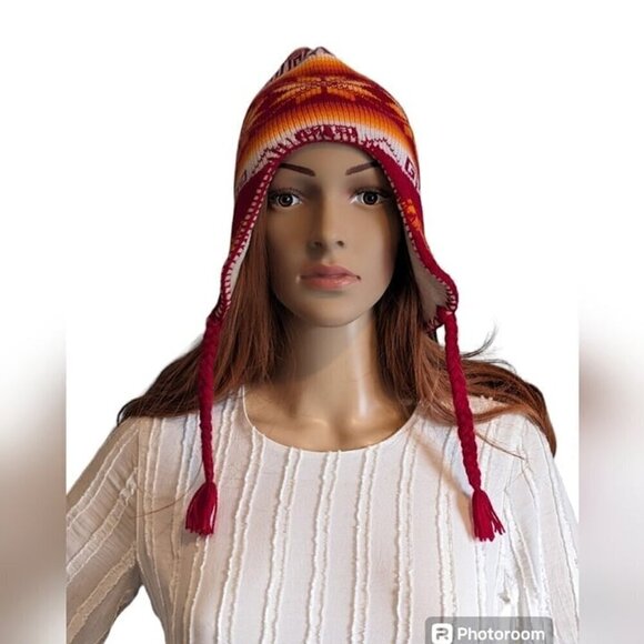 Unisex Peruvian hat, with fleece lining is handmade - Picture 4 of 8